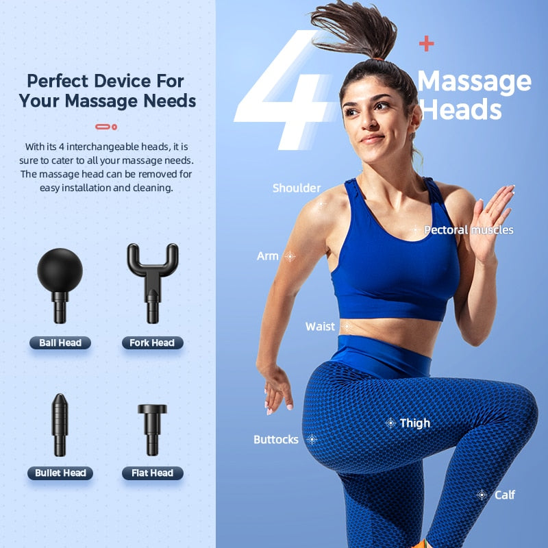 Portable Deep Tissue Massage Gun - 4 Massage Heads - ARYA'S ESSENTIALS