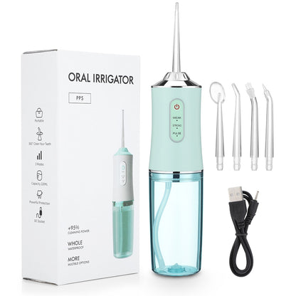Portable Dental Water Flosser/Tooth Pick – 4 Cleaning Heads, 1 Water Tooth Flosser, 220 ml